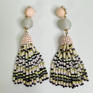 BaubleBar Beaded Tassel Earrings Pale Pink Multi-Colour Boho Chic